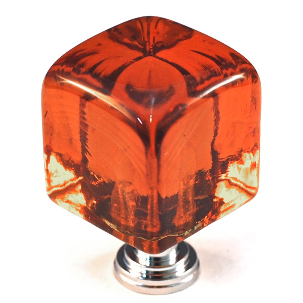 Cal Crystal ARTX CLA LARGE AMBER CUBE KNOB in Bronze